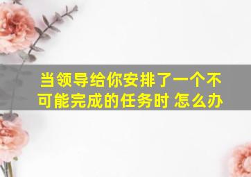 当领导给你安排了一个不可能完成的任务时 怎么办